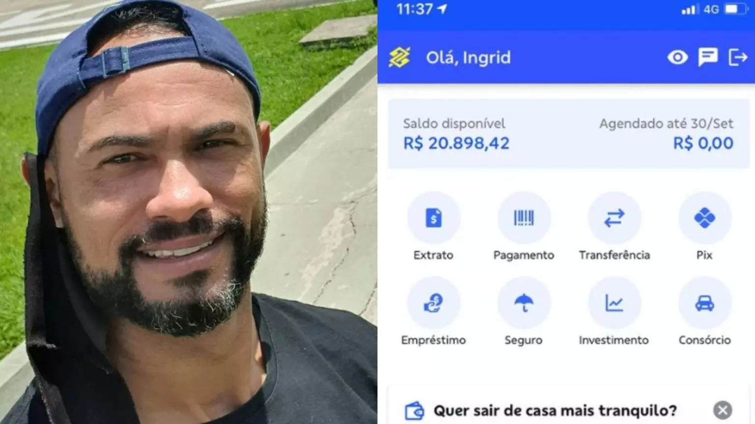 Goleiro Bruno mostra print que seria da conta de sua esposa, com todo o dinheiro da vaquinha virtual - (Foto: Reprodução/Redes Sociais)