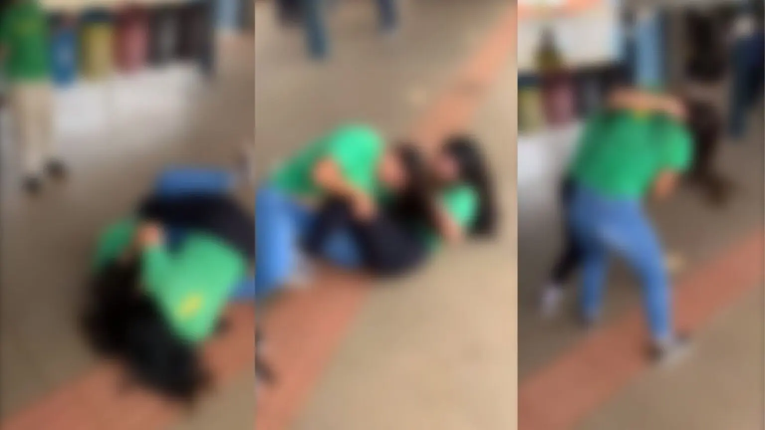 Imagens de briga na saída de escola. (Foto: Reprodução vídeo)