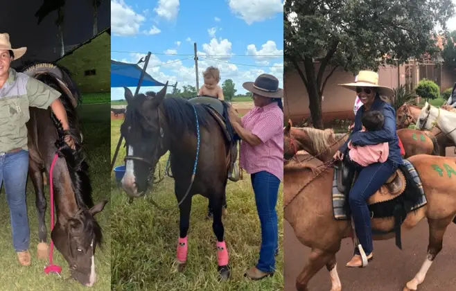 Celeide passou a paixão por cavalos para os filhos. - Foto: Arquivo pessoal