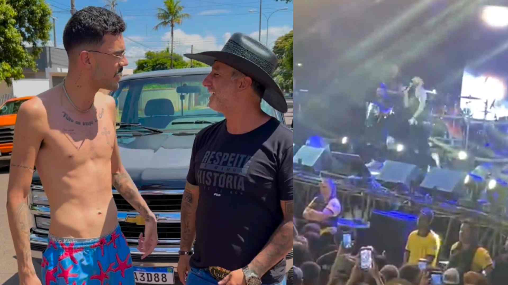 Prefeito Juliano Ferro ao lado do cantor Luan Pereira / Show do cantor em Ivinhema (Reprodução, Instagram)