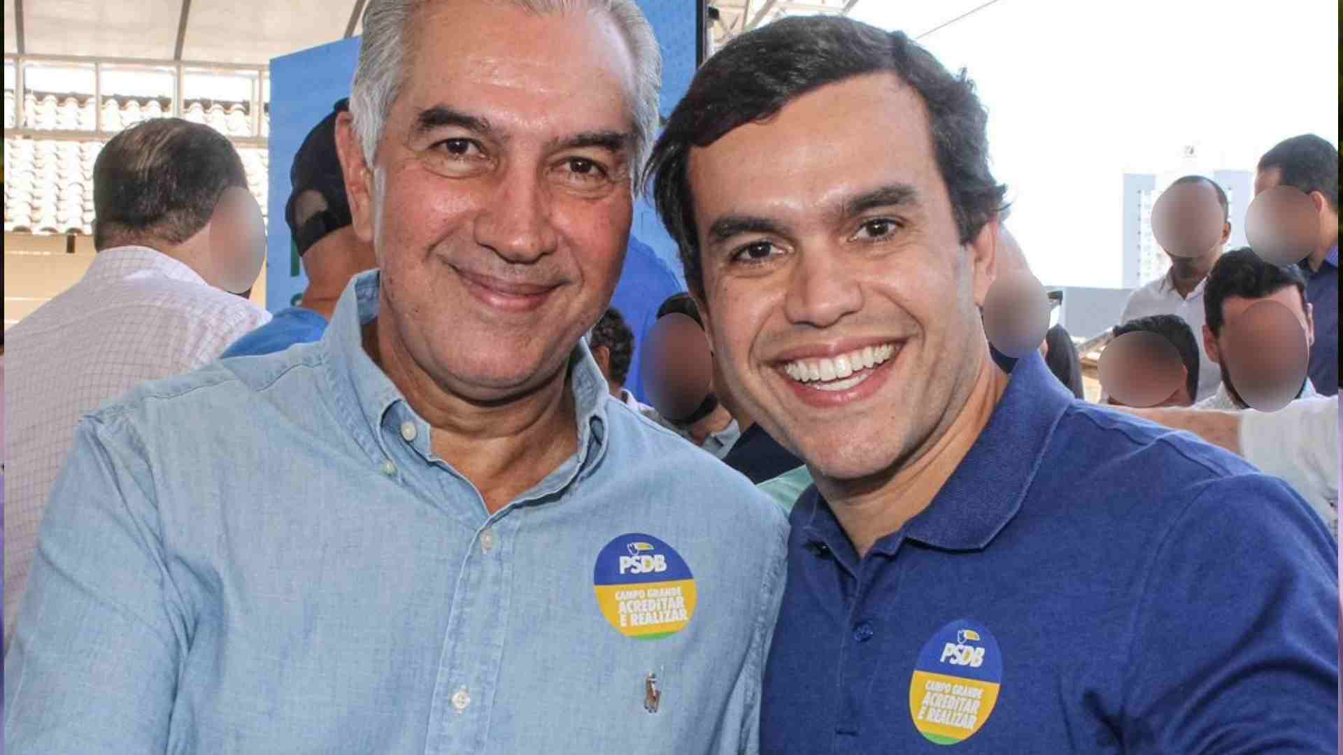 Ex-governador e presidente do PSDB Reinaldo Azambuja ao lado do pré-candidato e ex-prefeito de Terenos, Beto Pereira (Divulgação)