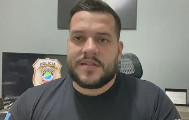 Delegado da Pol&iacute;cia Civil de S&atilde;o Gabriel do Oeste, Matheus Alves Vital; Foto e v&iacute;deo: Divulga&ccedil;&atilde;o/PC