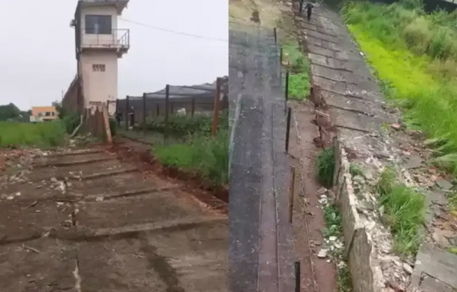 Muro de pres&iacute;dio desaba em Ponta Por&atilde; e &aacute;rea &eacute; isolada - Divulga&ccedil;&atilde;o