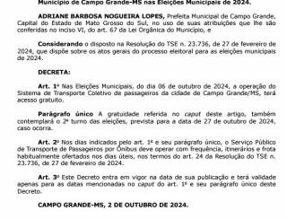 Eleições 2024: ônibus será gratuito em Campo Grande no domingo